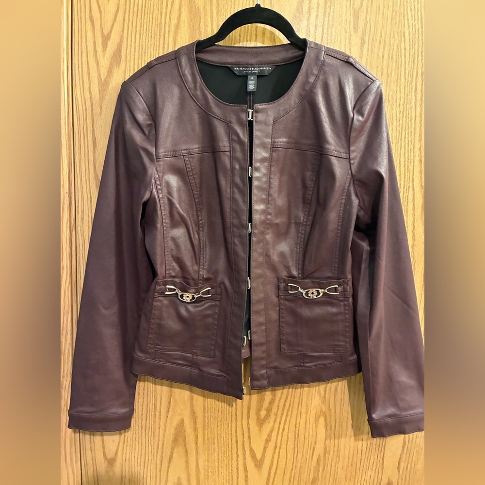 White House Black Market Stylist Coated Jacket in Plum